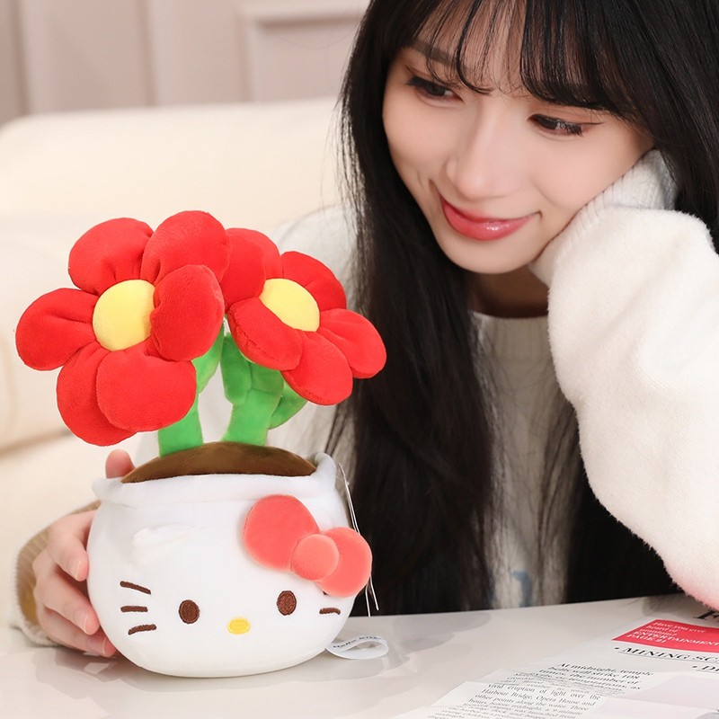 Sanrio Hello Kitty Hoa Sang Trọng Đồ Chơi Dễ Thương Chậu Hoa Sang Trọng Búp Bê Sáng Tạo Nhiều Màu Sắc Kitty Hoa Đồ Chơi Nhồi Bông Trang Trí Nhà Máy Tính Để Bàn Bé Gái Quà Tặng Sinh Nhật Đổi Quà Tặng Quà Tặng
