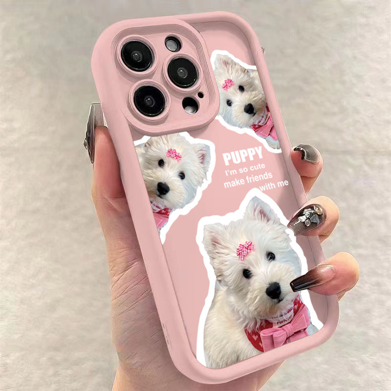 Dành Cho Realme Note 60 50 C67 C65 C63 C55 C51 C35 C53 C15 5i C21Y C11 C25 C25Y C20 5S C20A C17 C33 C30 9i 8 8i 6i 5 7i C31 C21 Phim Hoạt Hình Chó Trắng Dễ Thương Silicon Mềm Chống Sốc