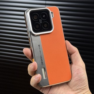 Ốp điện thoại Xiaomi 15 Pro phong cách kinh doanh tối giản, phiên bản camera, da màu khối, họa tiết litchi Xiaomi 14, hàng hóa có lỗ lớn 13U