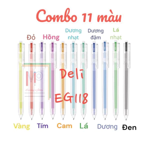 Bút bi nước mực gel bấm nhiều màu 0.5mm DELI nhanh khô viết đều êm EG118
