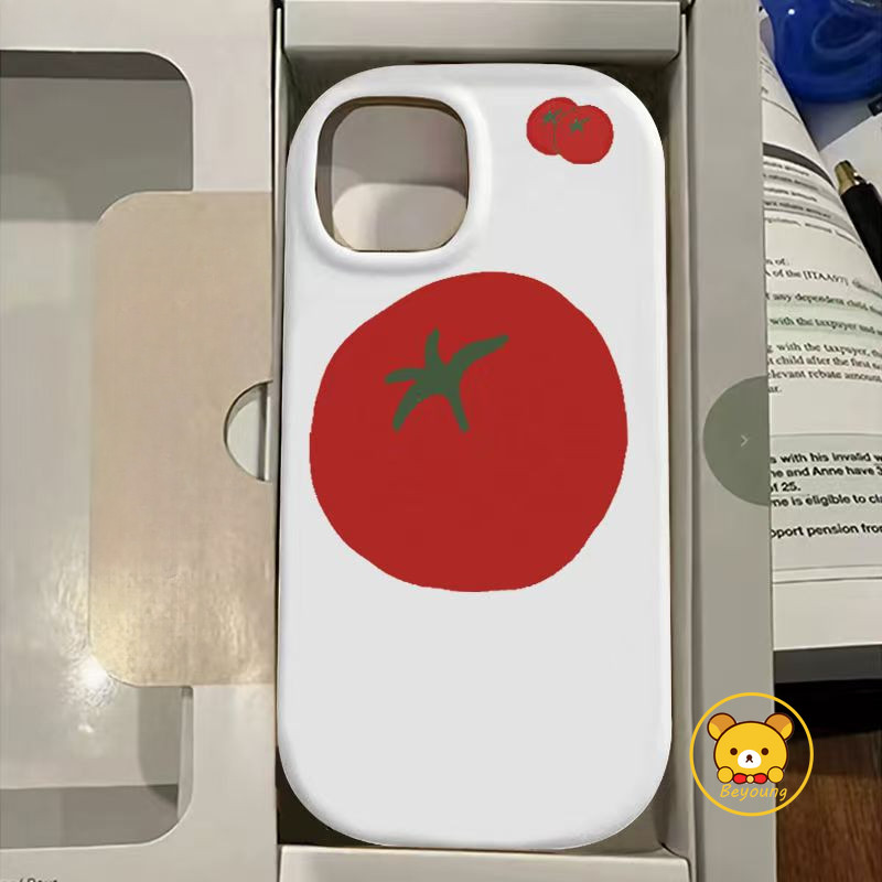 Vỏ Họa Tiết Cà Chua Hoạt Hình Cho iPhone 13 12 Pro Max 13 12 Mini XS Max X XR 8 7 6 6S Plus SE 2020 Vỏ Điện Thoại Mềm Màu Kẹo Dễ Thương Mờ Chống Sốc Ốp Lưng Chống Rơi