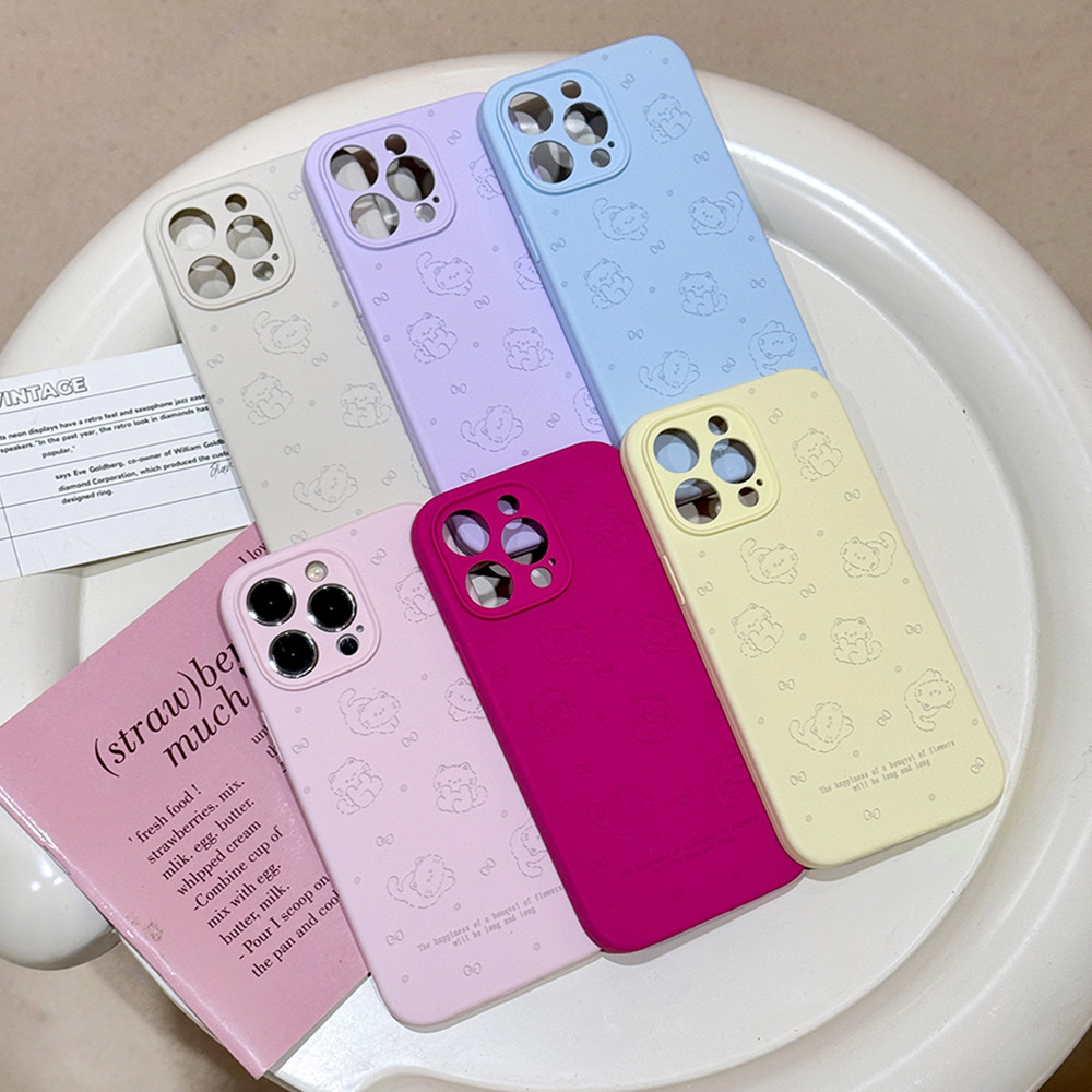 Ốp điện thoại silicon lỏng toàn màn hình cho mèo cho iPhone 17 Pro Max 17 Air 16 Plus 15 14 13 12 Pro Max 11 Vỏ bảo vệ chống sốc