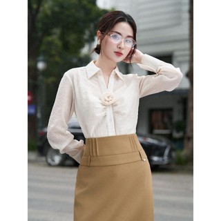 Áo sơ mi tay dài phối hoa LA436