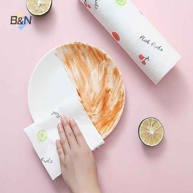B & N 50 Cái / Cuộn Từ Khăn Lau Lười Có Thể Tái Sử Dụng Khăn Tre Ướt Và Khô Cho Nhà Bếp.
