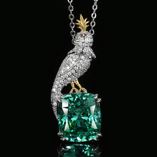 Châu Âu Mỹ ins Phong Cách Mới Đồng Đáy Mô Phỏng Ngọc Lục Bảo Magpie Thổ Cẩm Bộ Nữ 14 * 16