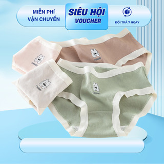 Quần lót nữ cotton cao cấp lớp lót kháng khuẩn quần chip bé gái họa tiết cute dễ thương gấu 7 màu