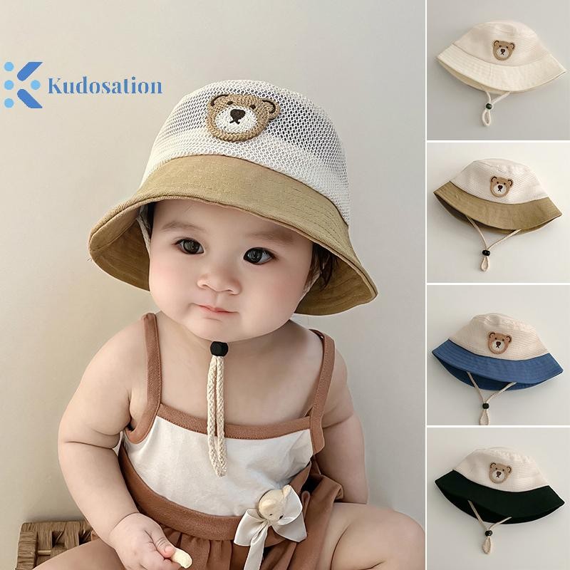 Kudosation Bé Mùa Hè Người Cá Mũ Gấu Dễ Thương Tập Đi Trẻ Em Lưới Thoáng Khí Mũ Chống Nắng Bãi Biển Ngoài Trời Bé Trai Bé Gái Panama Người Cá Mũ