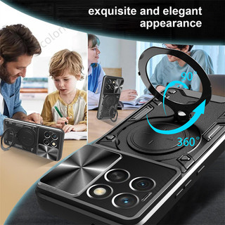 Dành Cho Honor X8C X7C X 7C HonorX7C HonorX8C 4G Đẩy Trượt Bảo Vệ Ống Kính Máy Ảnh Vỏ Cứng Từ Tính Giá Đỡ Vòng Giá Đỡ Vỏ Giáp Chống Sốc Ốp điện thoại