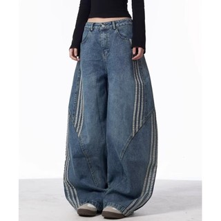 Gksss Quần Jean Nam American High Street Loose Casual Chất Lượng Cao Phong Cách Trung Tính Quần Jean Sọc Bên