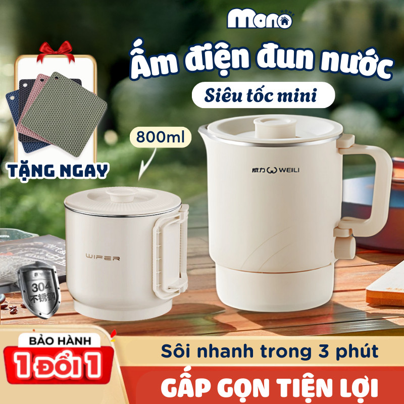 Ấm Điện Đun Nước Siêu Tốc Mini Có Thể Gấp Gọn Giữ Nhiệt Mang Đi Du Lịch ...