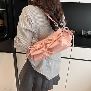 [Túi Ba Lê Hàn Quốc] Túi Dung Tích Lớn Nữ 2025 Mùa Xuân Thời Trang Nơ Một Vai Messenger Túi Nữ Đi Lại Nách Túi Vuông Nhỏ