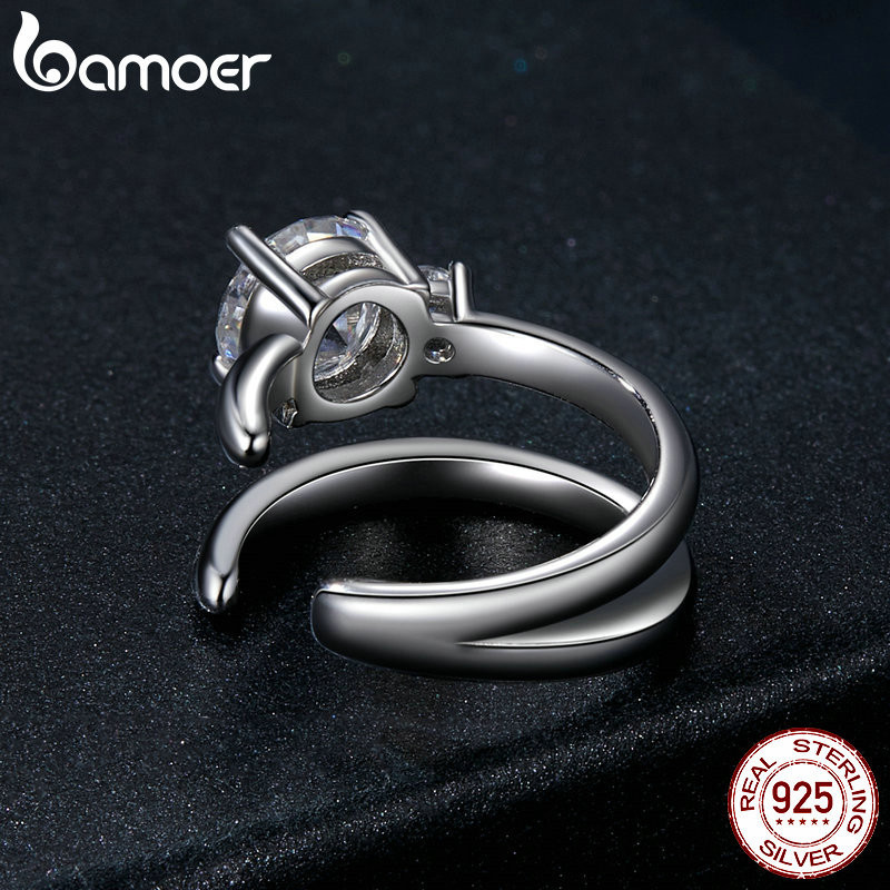 Bamoer 925 Bông Tai Bạc Moissanite Thiết Kế Hai Lớp Kẹp Tai Sáng Trang Sức Quà Tặng Cho Nữ