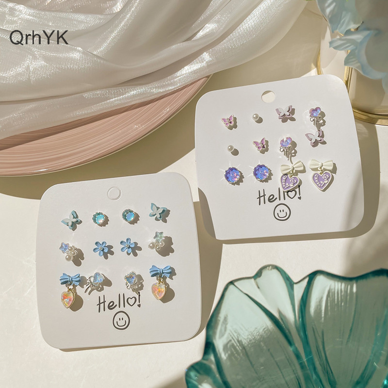 Nhà Máy Thời Trang 1 Bộ Dễ Thương Nhiều Màu Sắc Sáng Bóng Đá Trái Tim Bông Tai Nữ Cô Gái Bông Tai Thời Trang Dự Tiệc Trang Sức Quà Tặng QrhYK