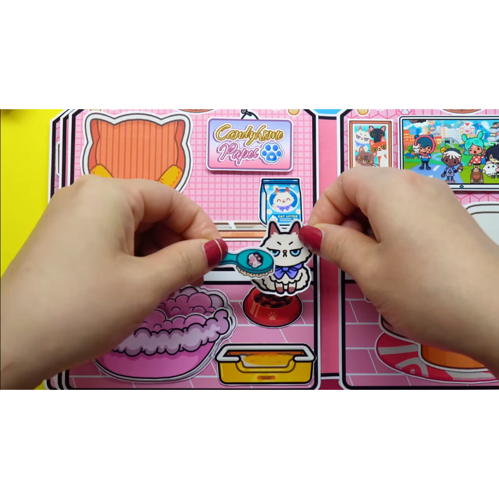 ĐỒ CHƠI NGÔI NHÀ BÚP BÊ GIẤY CẮT THỦ CÔNG DIY - Ngôi nhà của bé  Cat House In Quiet Book