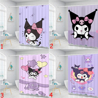 Sanrio Kuromi rèm phòng tắm polyester chống thấm nước kèm móc, trang trí hoạt hình