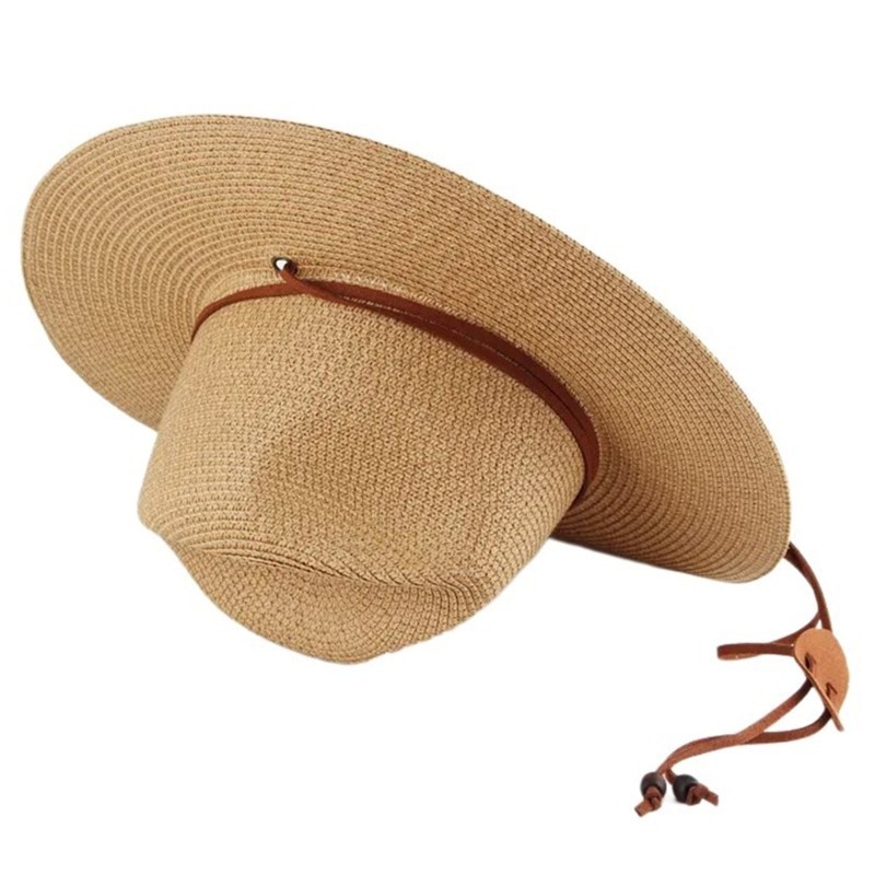 Ff Handmade Dệt Mũ Rơm Cho Người Lớn Unisex Mũ Đi Biển Ngày Lễ Cắm Trại Bãi Biển Getaways Mũ Chống Nắng Có Thể Điều Chỉnh Chin Rop