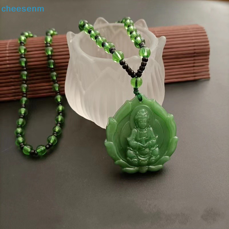 Cheenm Phong Cách Trung Hoa Ngọc Xanh Khắc Tay Guanyin Ngọc Mặt Dây Chuyền Vòng Cổ Phật Giáo Trang Trí Bùa Hộ Mệnh Cho Nữ Người May Mắn Trang Sức Quà Tặng VN
