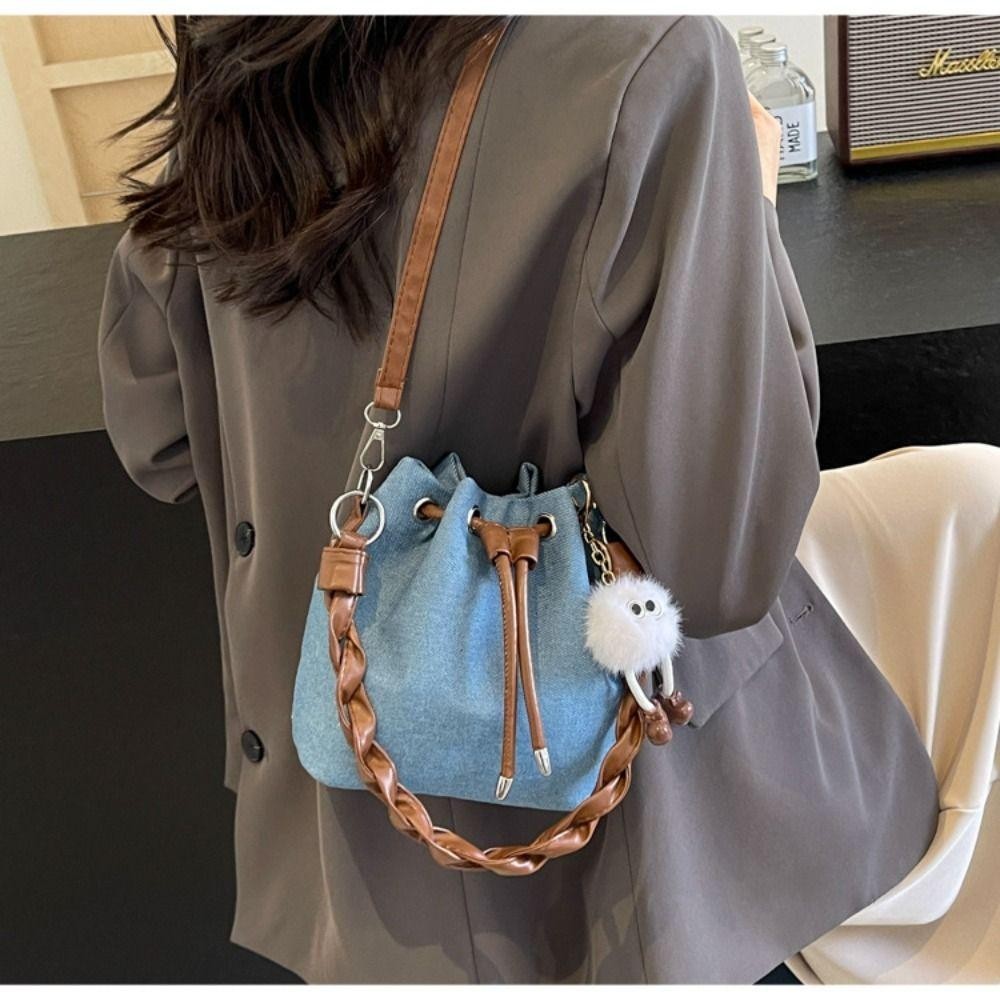 Túi xô dây rút HOBBYIN, Túi đeo vai Denim thời trang, Túi xách sáng tạo