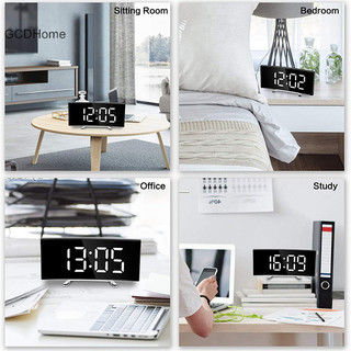Gcdhome 7 Inch Đồng Hồ Báo Thức Kỹ Thuật Số Cong Có Thể Điều Chỉnh Độ Sáng Led Điện Tử Kỹ Thuật Số Đồng Hồ Để Bàn Số Lớn HOT