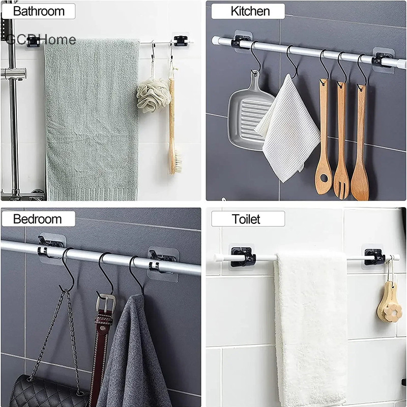 Gcdhome 2 Chiếc Rèm Thanh Giá Đỡ Móc Tự Dính Móng Tay Rèm Kẹp Móc Nhà Bếp Phòng Tắm Có Thể Điều Chỉnh Treo Tường Giá Đỡ HOT