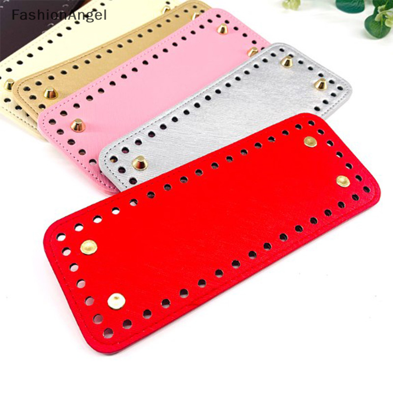 FashionAngel 8 * 20cm Handmade Hình Bầu Dục Đáy Cho Túi Dệt Kim Da Chống Mài Mòn Phụ Kiện Đáy Có Lỗ DIY Móc Túi Đáy TH