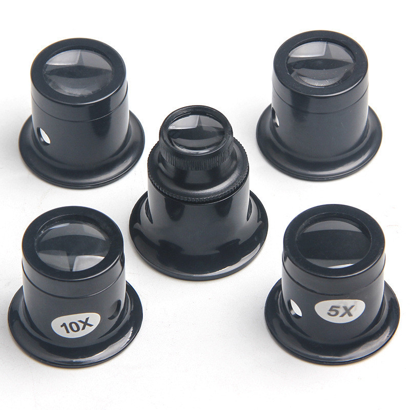Bộ 4 Kính lúp mắt 5x 10x 15x 20x dùng cho sửa chữa đồng hồ, trang sức