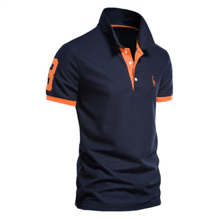Hươu Thêu Áo Sơ Mi polo Tay Ngắn Zhudi Lưới Ve Áo Áo Thun Nam