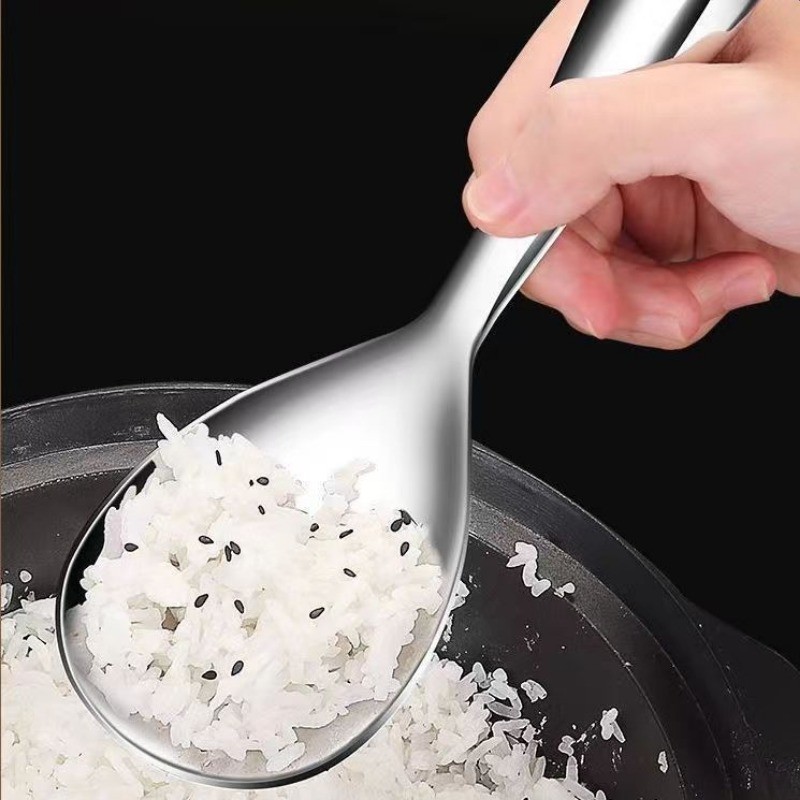 [Nổi bật] Thìa cơm bằng thép không gỉ - Chống trượt, Dễ lau chùi, Cạnh mịn - Thìa trộn thực phẩm - Muỗng đào Salad tráng miệng - Muỗng rót súp - Dao kéo ăn