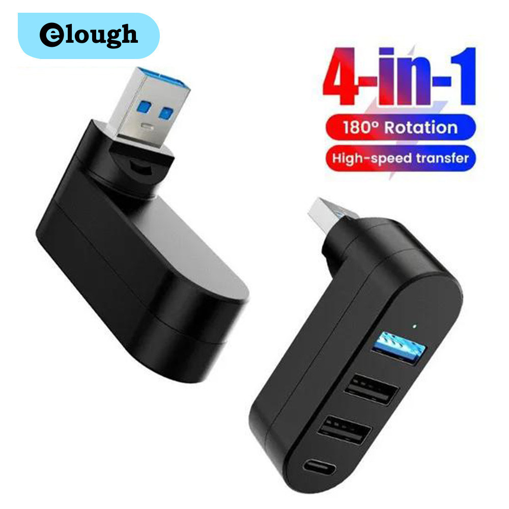 Elough Mini 180° Xoay được 4 cổng USB 3.0 Hub Type C Truyền dữ liệu tốc ...