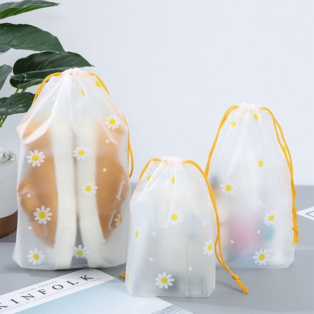Túi đựng giày HOBBYIN, Túi dây rút chống bụi chống thấm nước, Quần áo hoa cúc hoạt hình trong suốt sáng tạo Gói phân loại hành lý du lịch / kinh doanh