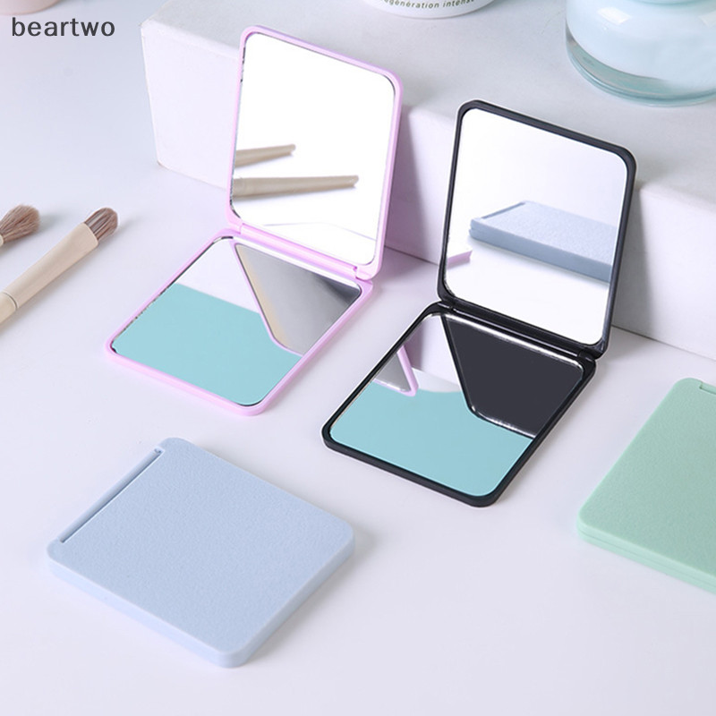 < Beartwo > Gương gấp bằng nhựa Túi Gương trang điểm cầm tay Mini Gương du lịch Gương nhỏ Vanity Có thể gập lại Dụng cụ mỹ phẩm nhỏ gọn Đẹp