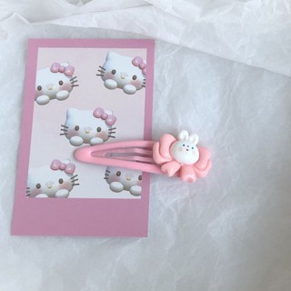 （1k）Phim hoạt hình thỏ màu hồng nơ dễ thương Kẹp mũ hoạt hình Nhật Bản và Hàn Quốc 1k