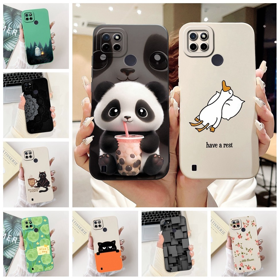 Dành Cho Realme C25Y Ốp Lưng C21Y Chống Sốc Thẩm Mỹ Mèo Dễ Thương Bé Trai Màu Đen Ốp lưng Realme C21Y Ốp Lưng RMX3261 RMX3268
