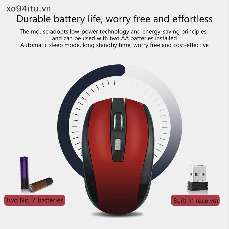 Xoitu 2.4G USB Chuột Không Dây Quang Màu Đỏ 6D Cho Máy Tính Laptop Chuột Chơi Game Thiết Kế Công Thái Học Chuột Không Dây VN
