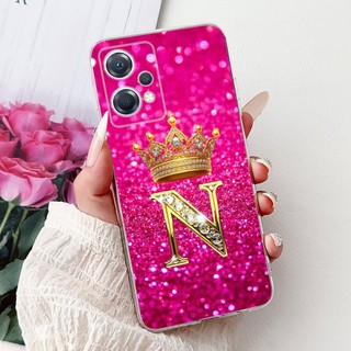 Dành Cho Oppo K10x 5G Ốp Lưng PGGM10 Thời Trang A Z Chữ Cái Ban Đầu Vương Miện Silicon Mềm Cặp Đôi Vỏ Điện Thoại Cho OPPOK10x K 10x