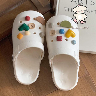 Xixitiao Dép Dép Dải Mỏng eva Cặp Đôi Cá Tính Thời Trang Lỗ Giày Nữ Mùa Hè Màu Sắc Dễ Thương Sinh Viên Baotou eva Bãi Biển Nam
