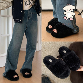 Xixitiao Cotton Dép 2024 Phong Cách Mới Màu Trơn Đơn Giản Nữ Thu Đông Thời Trang Bên Ngoài Mặc Nhà