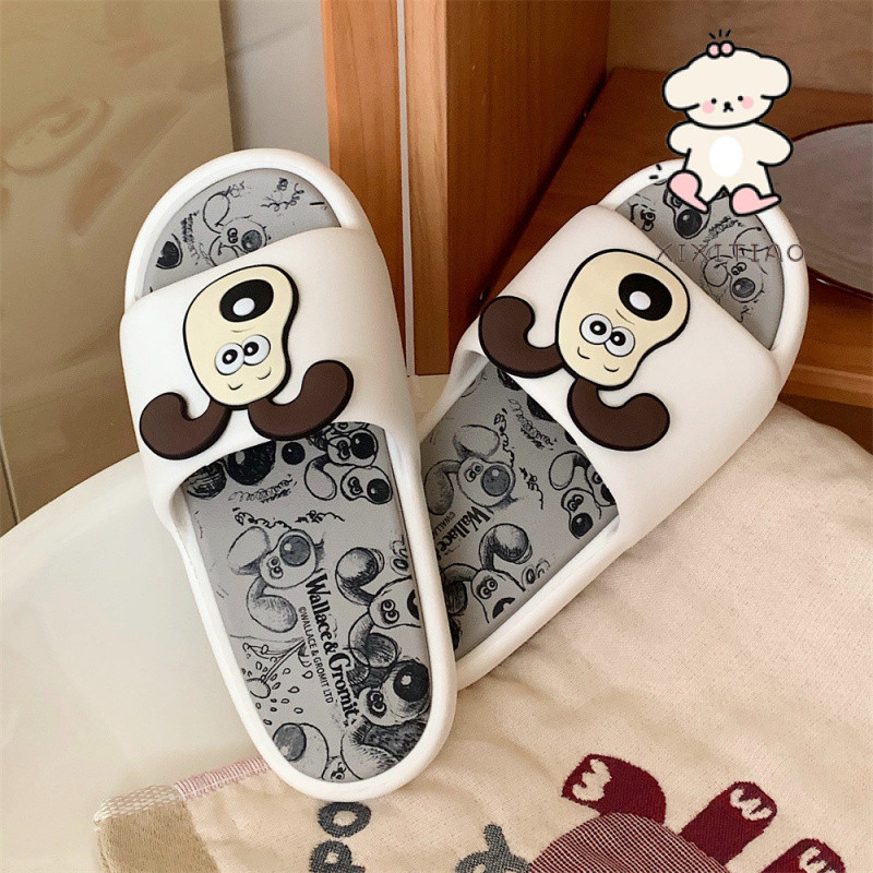 Xixitiao Trong Nhà Thông Thường EVA Mềm Đế Lật Thoải Mái Mùa Hè Phong Cách Mới Bé Gái Dễ Thương Cọ Chó Dép Dép