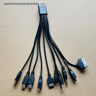 [savemoneyeveryday] Bộ sạc cáp đa Pin Cáp chuyển đổi USB Dây dữ liệu Dây cáp truyền dữ liệu USB 10 trong 1 Đa năng [vn]