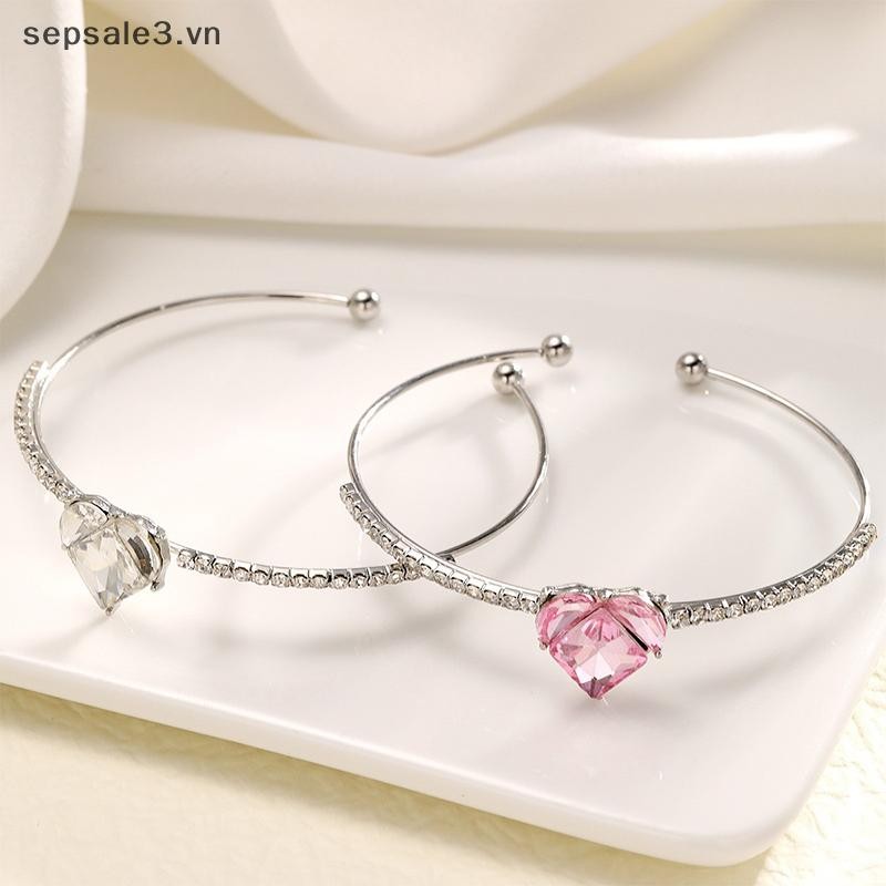 # Sepsale # Vòng tay Zircon trái tim tình yêu mới Phụ kiện hợp thời trang đa năng dành cho nữ Quà tặng trang sức dự tiệc.