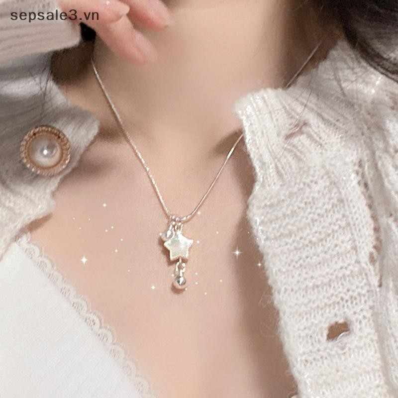 # Sepsale # Thời trang Tối giản Ngôi sao ngọc trai Pentagram Quyến rũ Mặt dây chuyền Dây chuyền xương đòn Bông tai dễ thương ngọt ngào dành cho nữ Quà tặng trang sức bé gái.