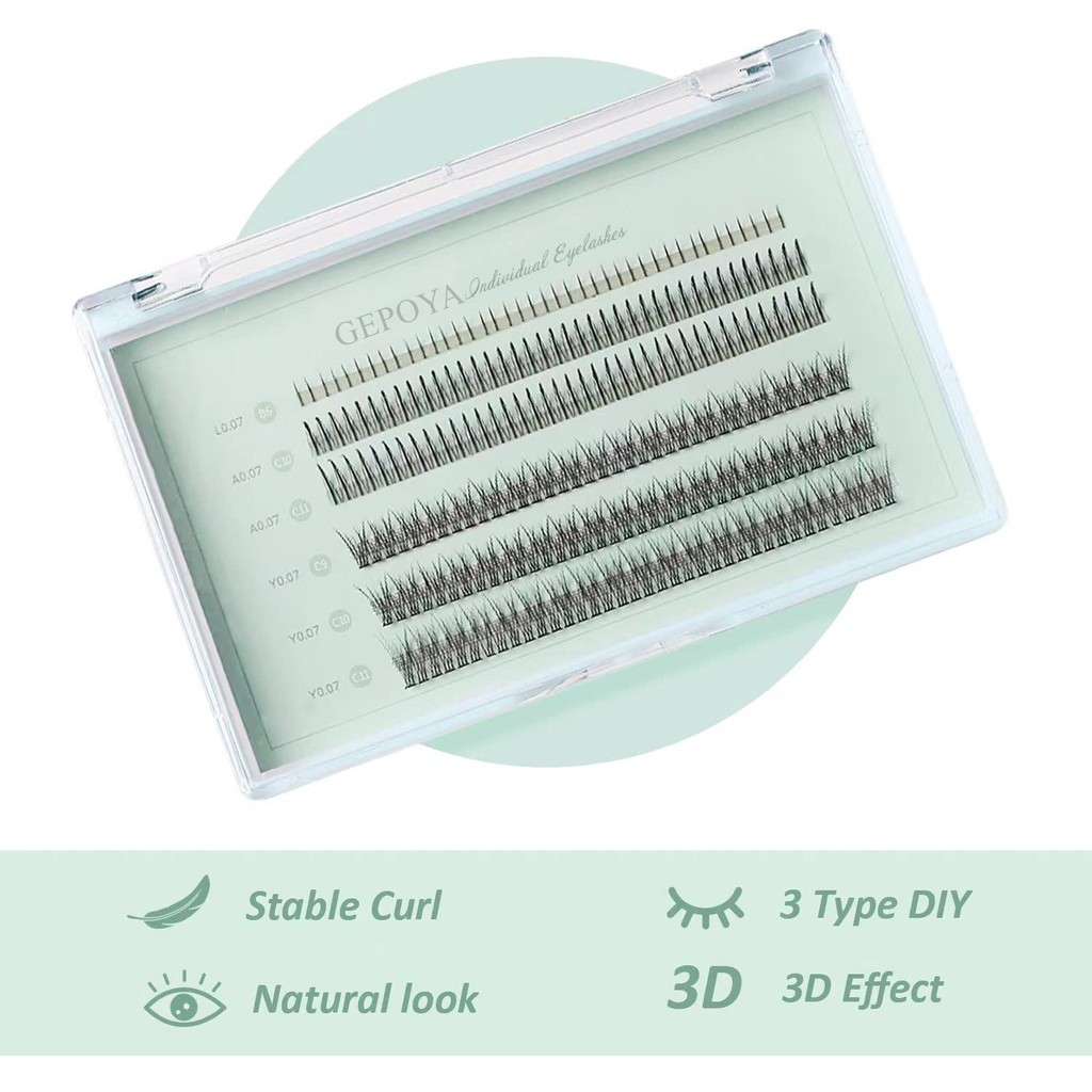 G102 Bộ Mi Giả Tự Nhiên GEPOYA 3D - Mi Chùm Cá Đuối, Mi Dưới, Mi A Type 6-12mm 120 Chùm - Dễ Dán, Nhẹ Nhàng, Chân Thật