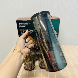 Bộ Cốc Bình Thuỷ Tinh Họa Tiết Bình Trơn Cốc Xoắn Cao Cấp Dung Tích 1500ml J807 - Phương Trang