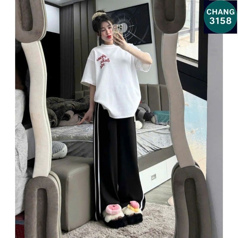 Tổng Hợp Sét Bộ Quần Áo DELA Unisex Form Rộng Gồm  Quần Ống Suông + Mix Áo Phông Dela cotton-CHANG 3158