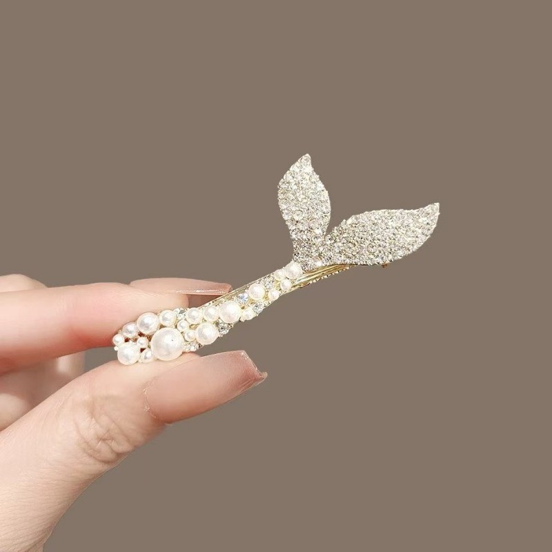 MAUROPOLI [Sẵn sàng] Thiết kế sang trọng nhẹ nhàng Hàn Quốc Cảm giác sang trọng Kẹp mỏ vịt đuôi cá phong cách mới Tóc gãy Nổ Kẹp tóc Phụ kiện tóc Mũ đội đầu