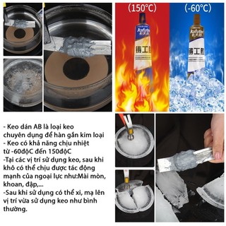 Keo Dán Sắt AB Chịu Nhiệt 100Gr Keo Vá Vết Nứt, Thủng Kim Loại Siêu Chắc - SUNND