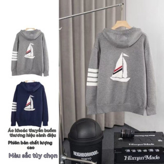 Áo khoác dệt kim có mũ trùm đầu phía sau Sailing Bốn thanh Áo nỉ thông thường Cặp đôi phù hợp