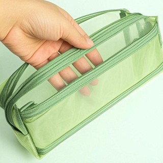 Bút Chì HOBBYIN, Túi Đựng Bút Lưới Hai Lớp, Di Động Trong Suốt Dung Tích Lớn Văn Phòng Phẩm Tổ Chức Quà Tặng