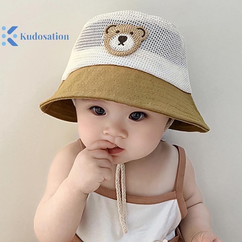 Kudosation Bé Mùa Hè Người Cá Mũ Gấu Dễ Thương Tập Đi Trẻ Em Lưới Thoáng Khí Mũ Chống Nắng Bãi Biển Ngoài Trời Bé Trai Bé Gái Panama Người Cá Mũ