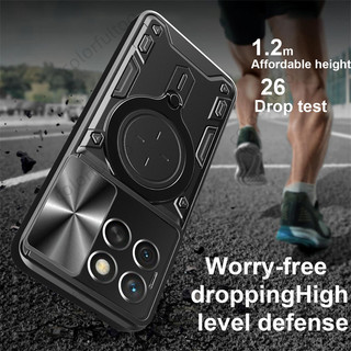Dành Cho Honor X8C X7C X 7C HonorX7C HonorX8C 4G Đẩy Trượt Bảo Vệ Ống Kính Máy Ảnh Vỏ Cứng Từ Tính Giá Đỡ Vòng Giá Đỡ Vỏ Giáp Chống Sốc Ốp điện thoại